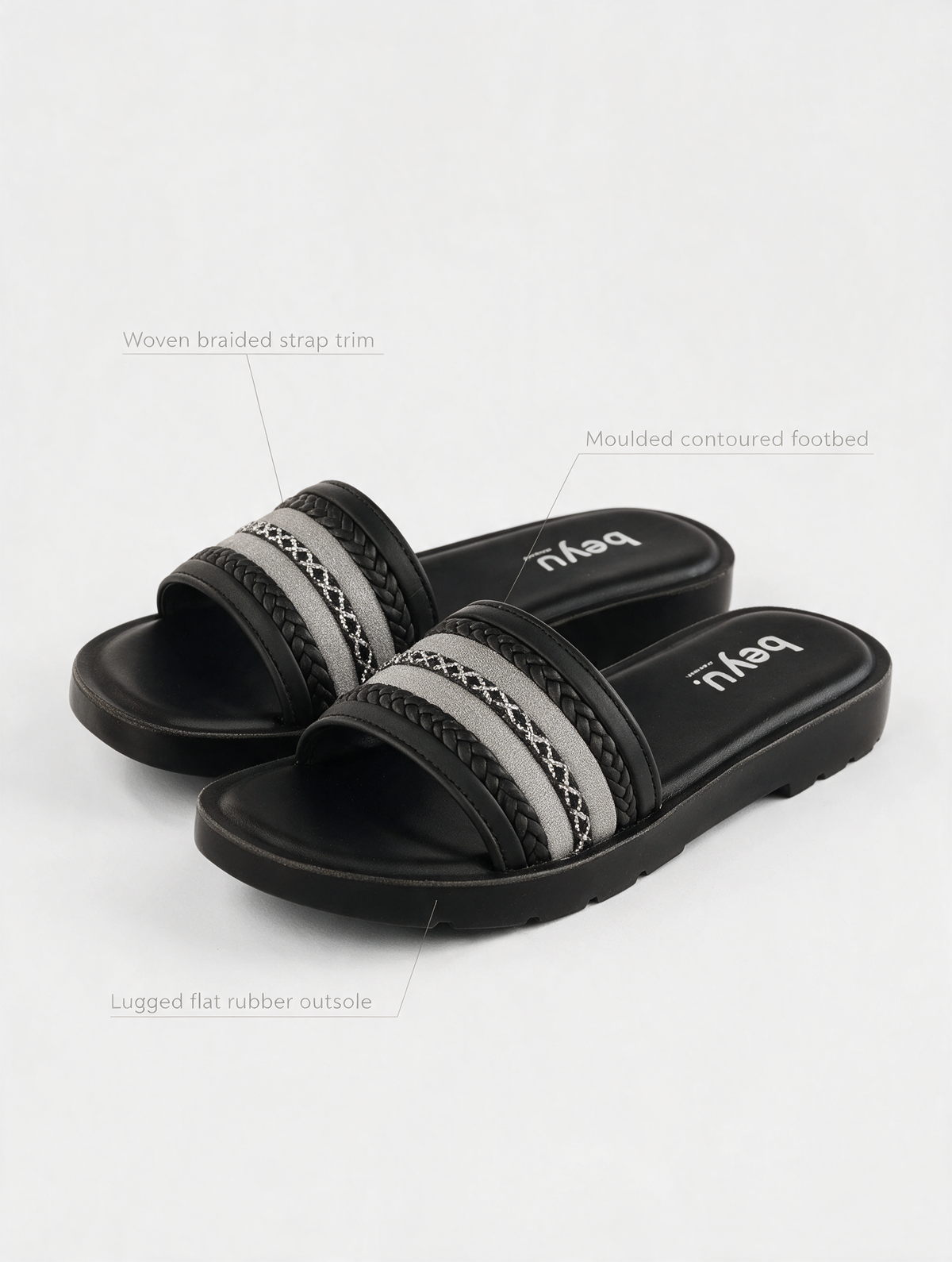 Statement Strap Slides - Black