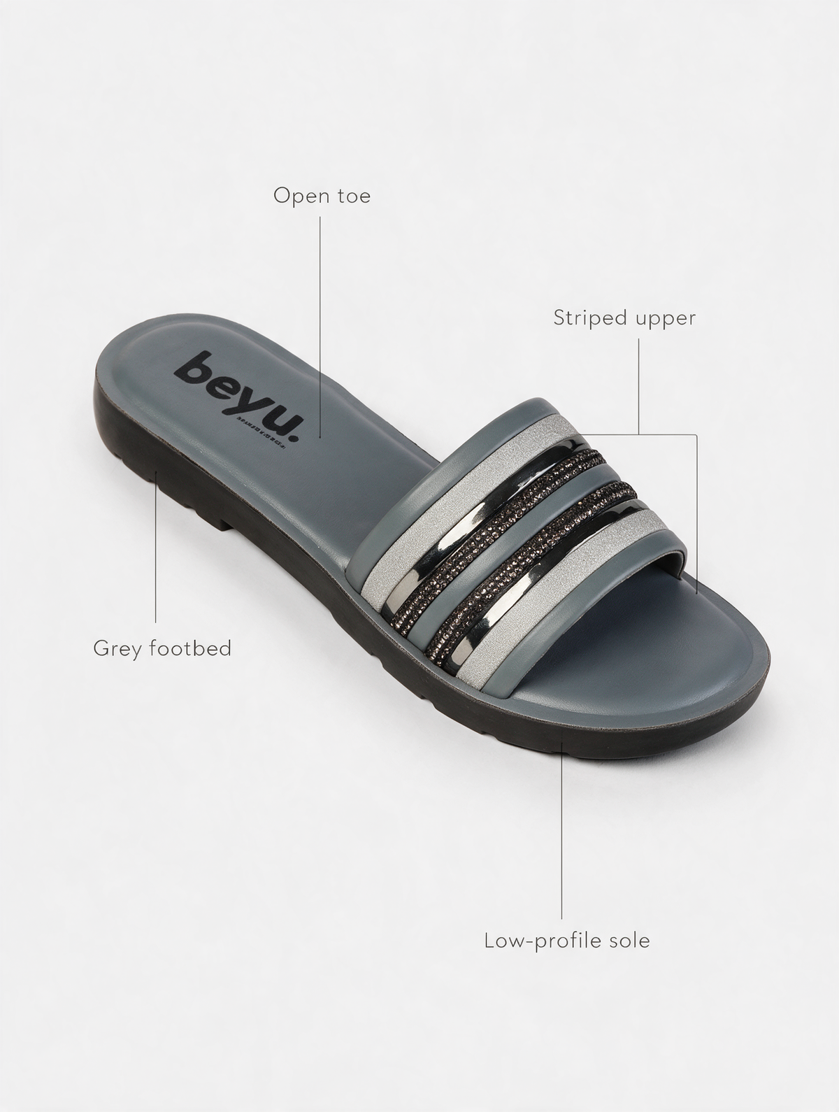 Shine Edge Slides - Grey
