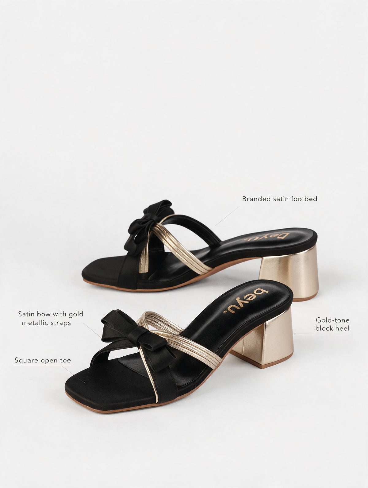Midnight Bow Block Heels