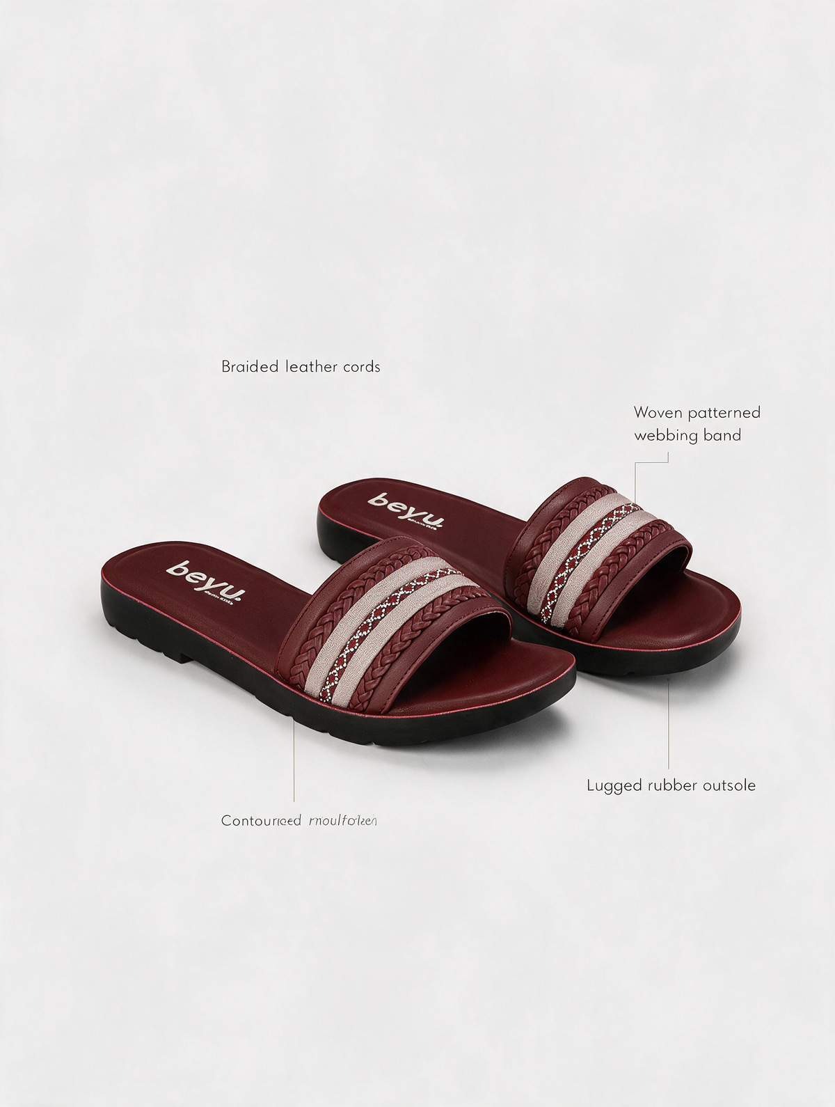 Statement Strap Slides - Maroon