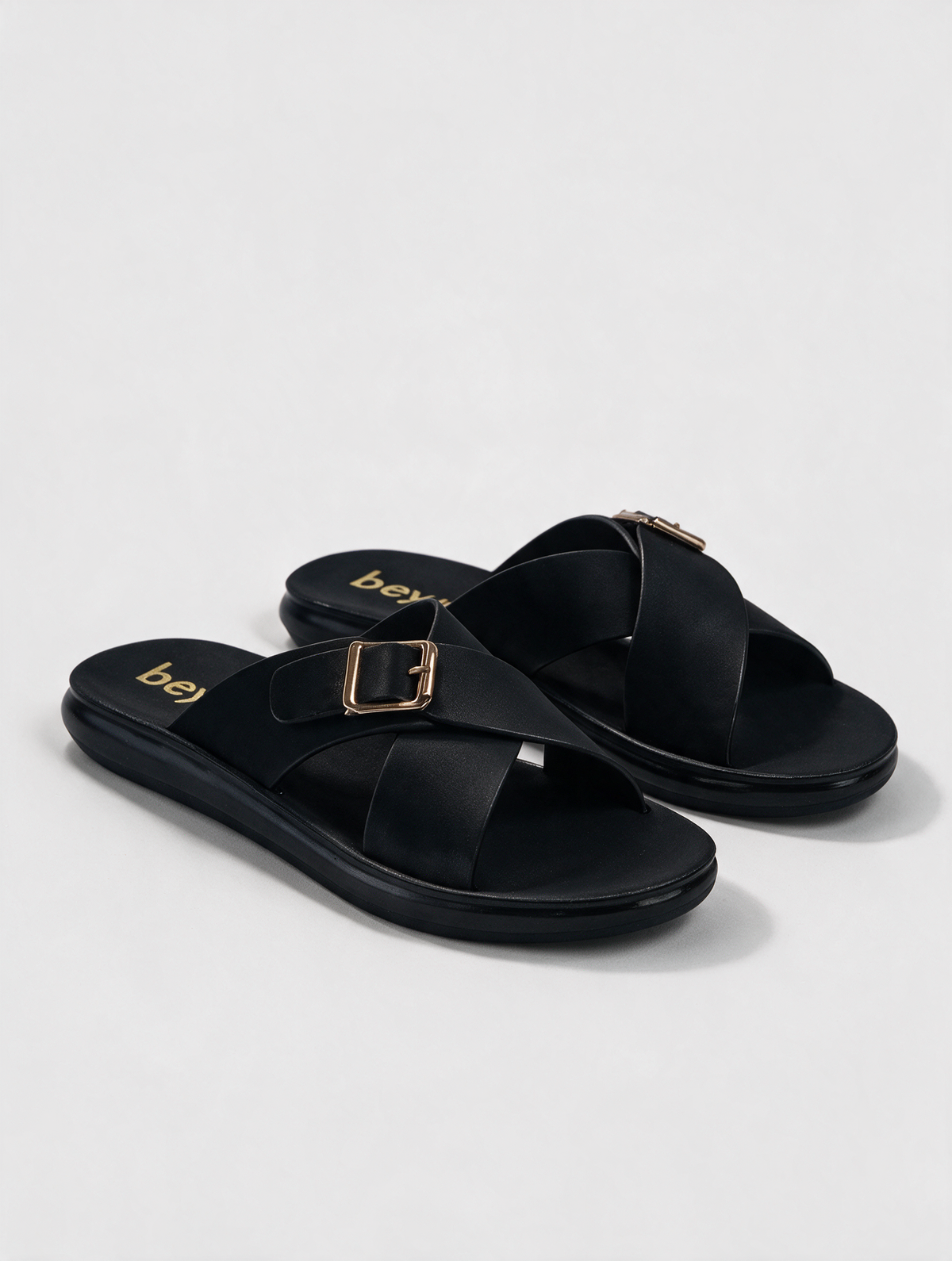 Women Cross Buckle Slides