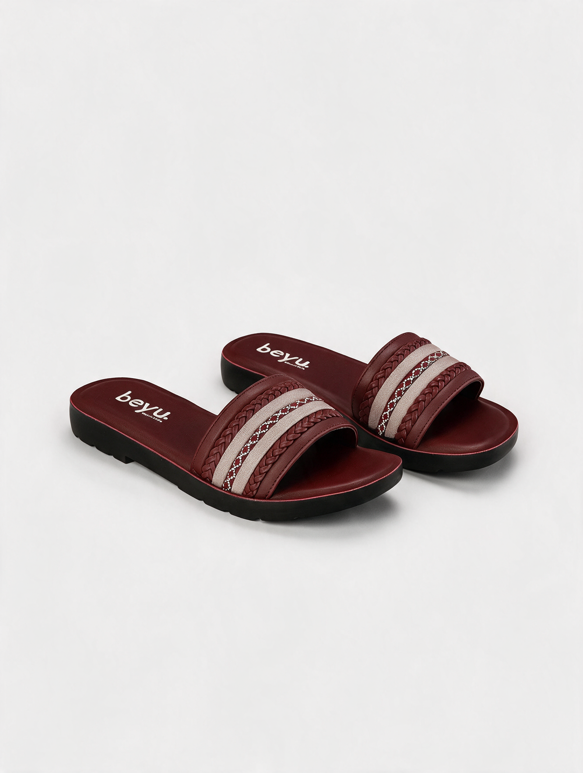 Statement Strap Slides - Maroon