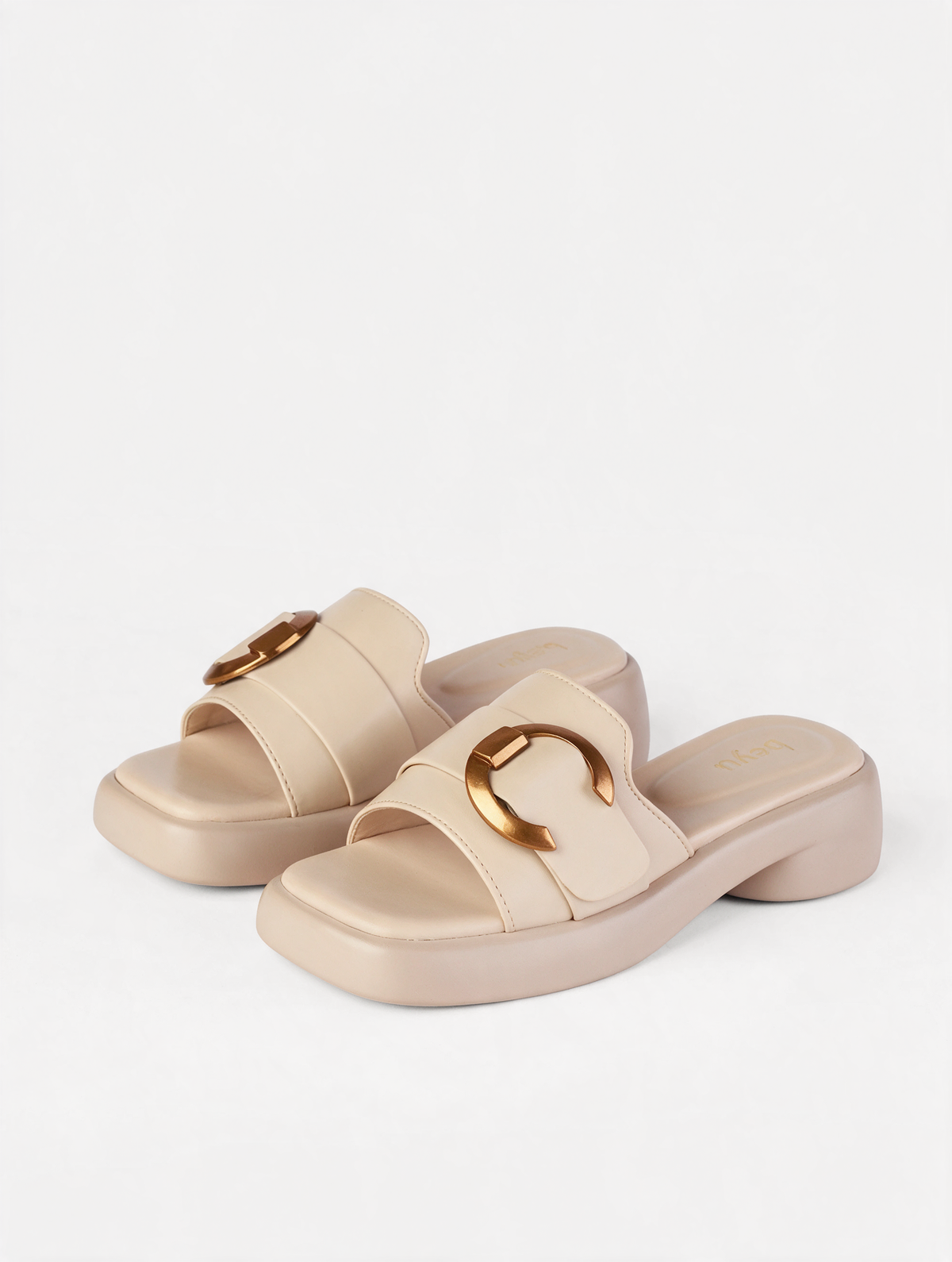 Buckle Strap Slides - Fawn