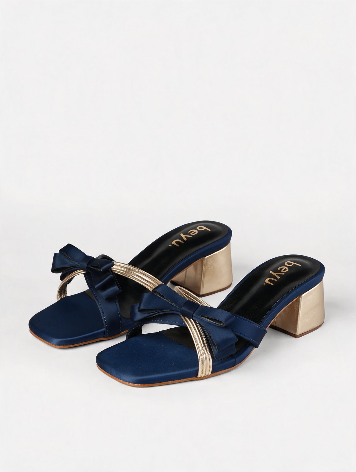 Midnight Bow Block Heels
