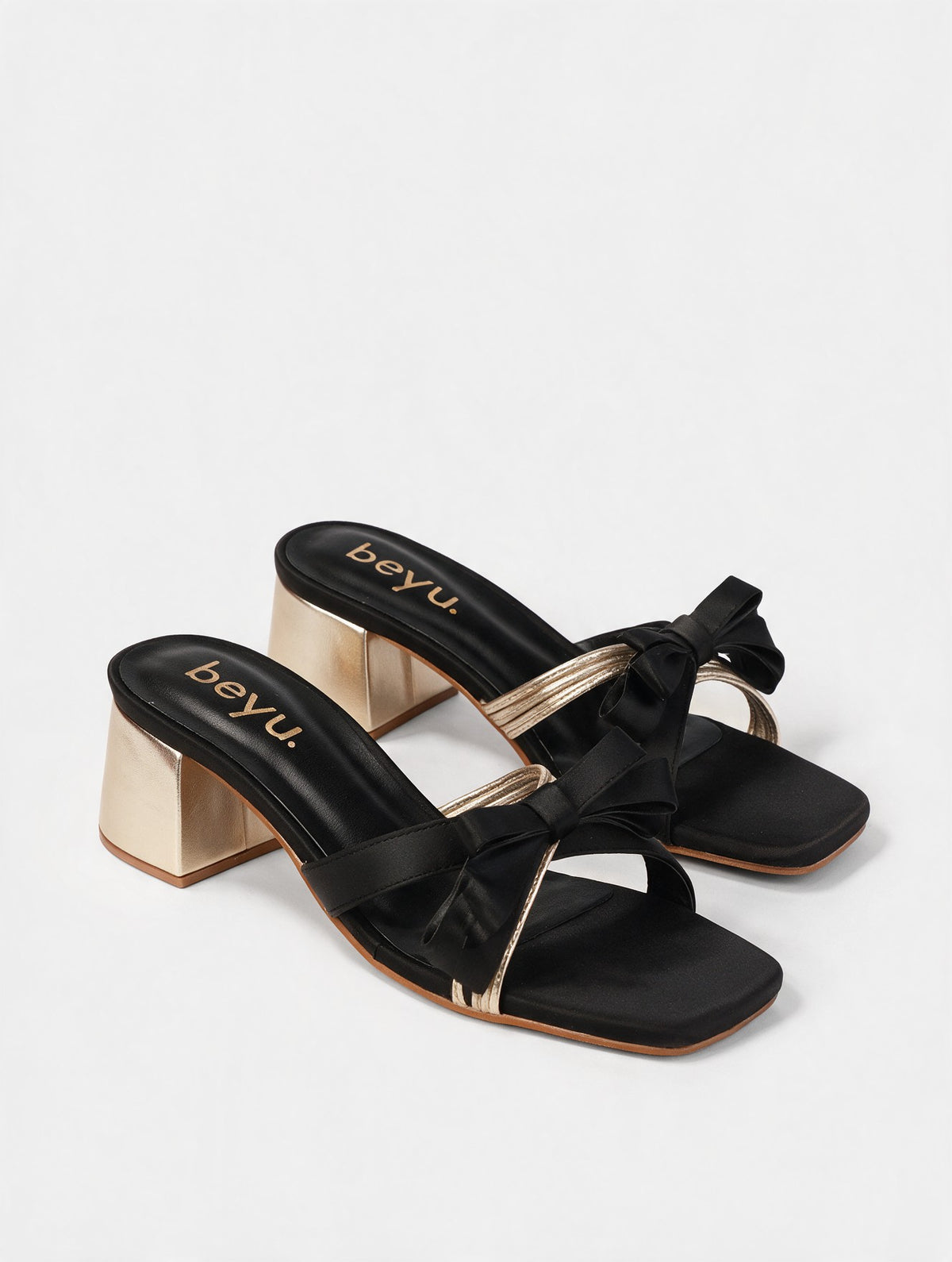 Midnight Bow Block Heels
