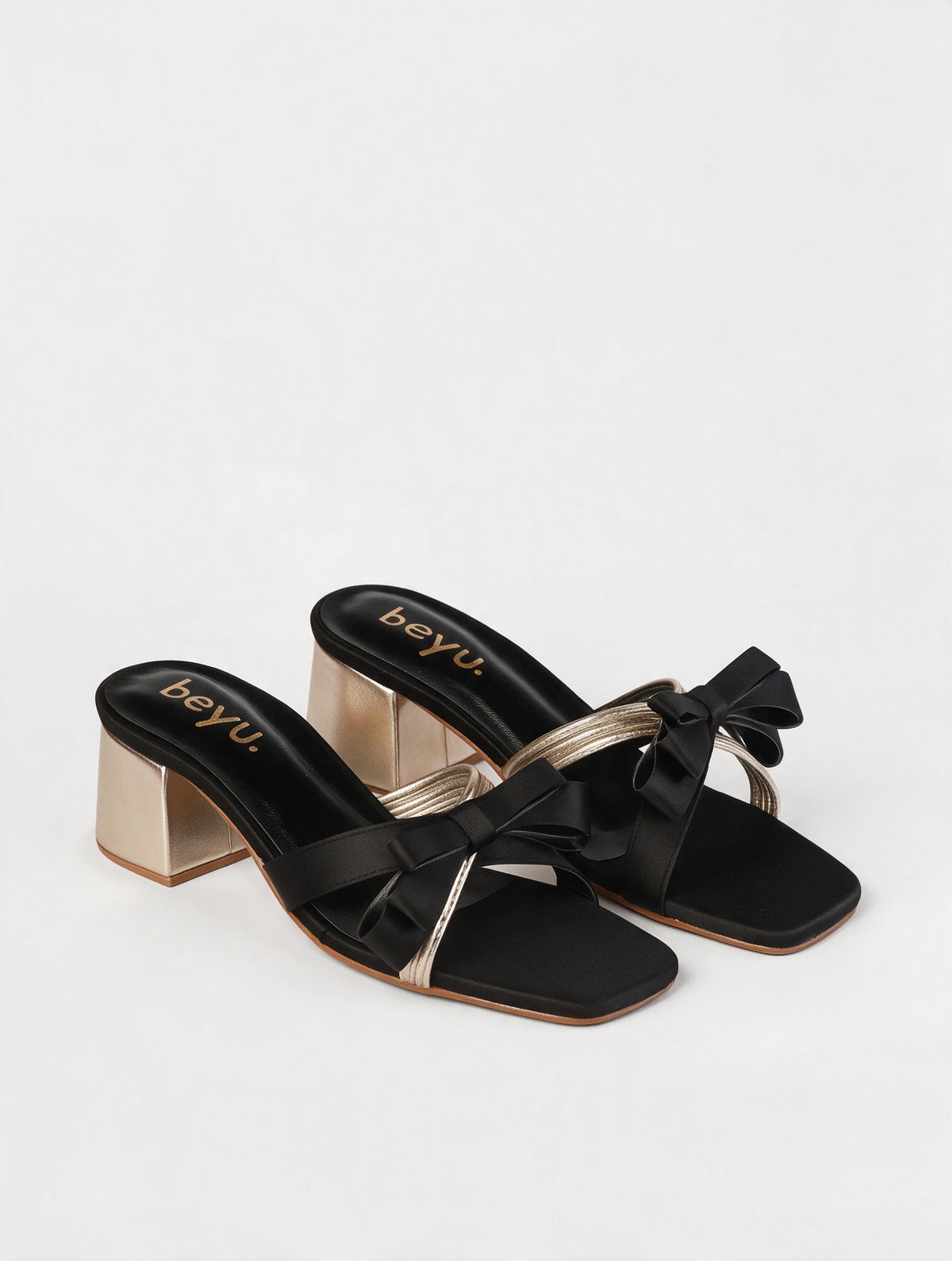 Midnight Bow Block Heels