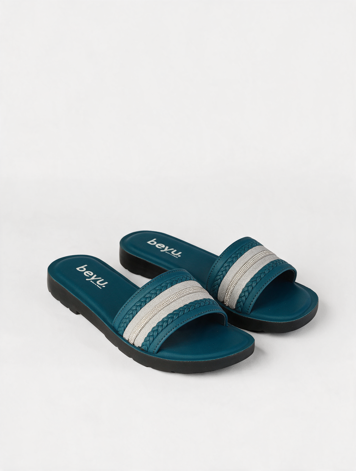 Statement Strap Slides - Aqua Blue