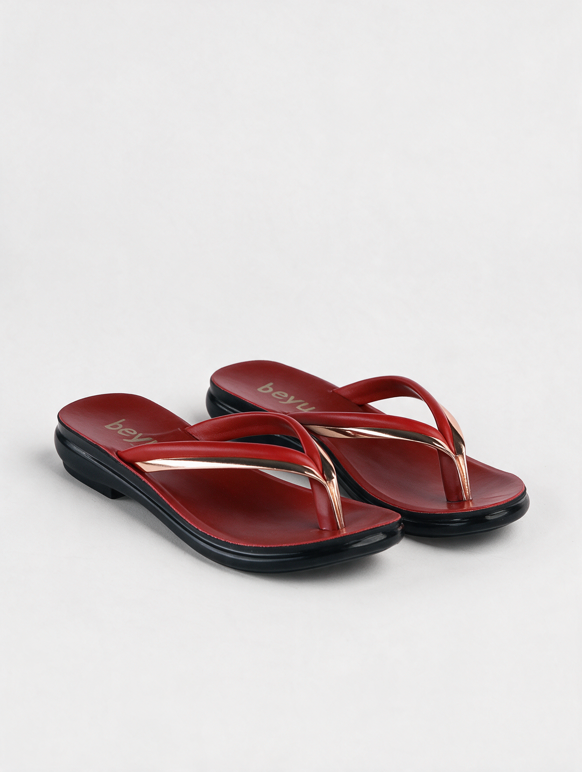 Sleek Strap Flats - Maroon
