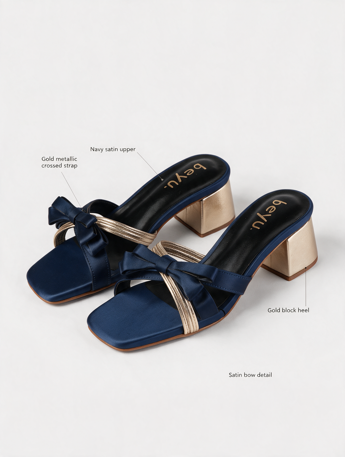 Midnight Bow Block Heels