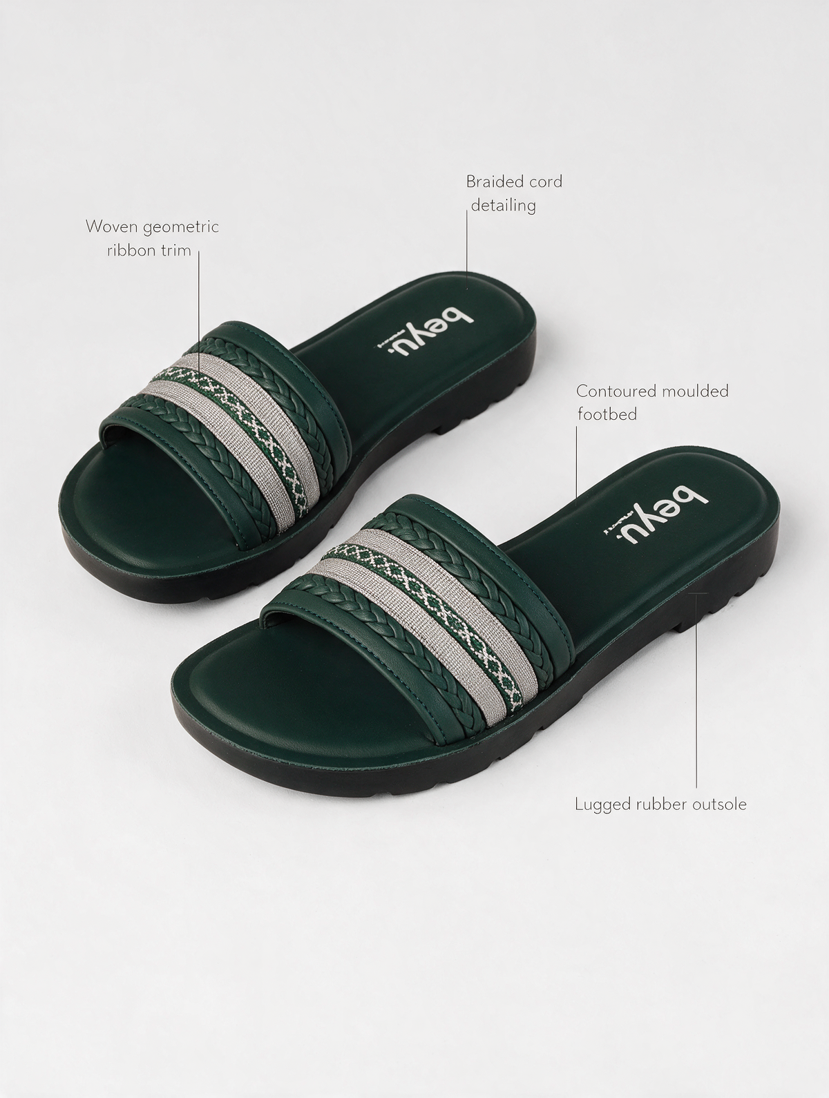 Statement Strap Slides - Green