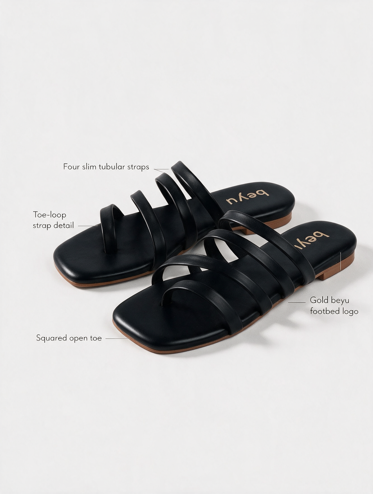 Multi Strap Flats - Black