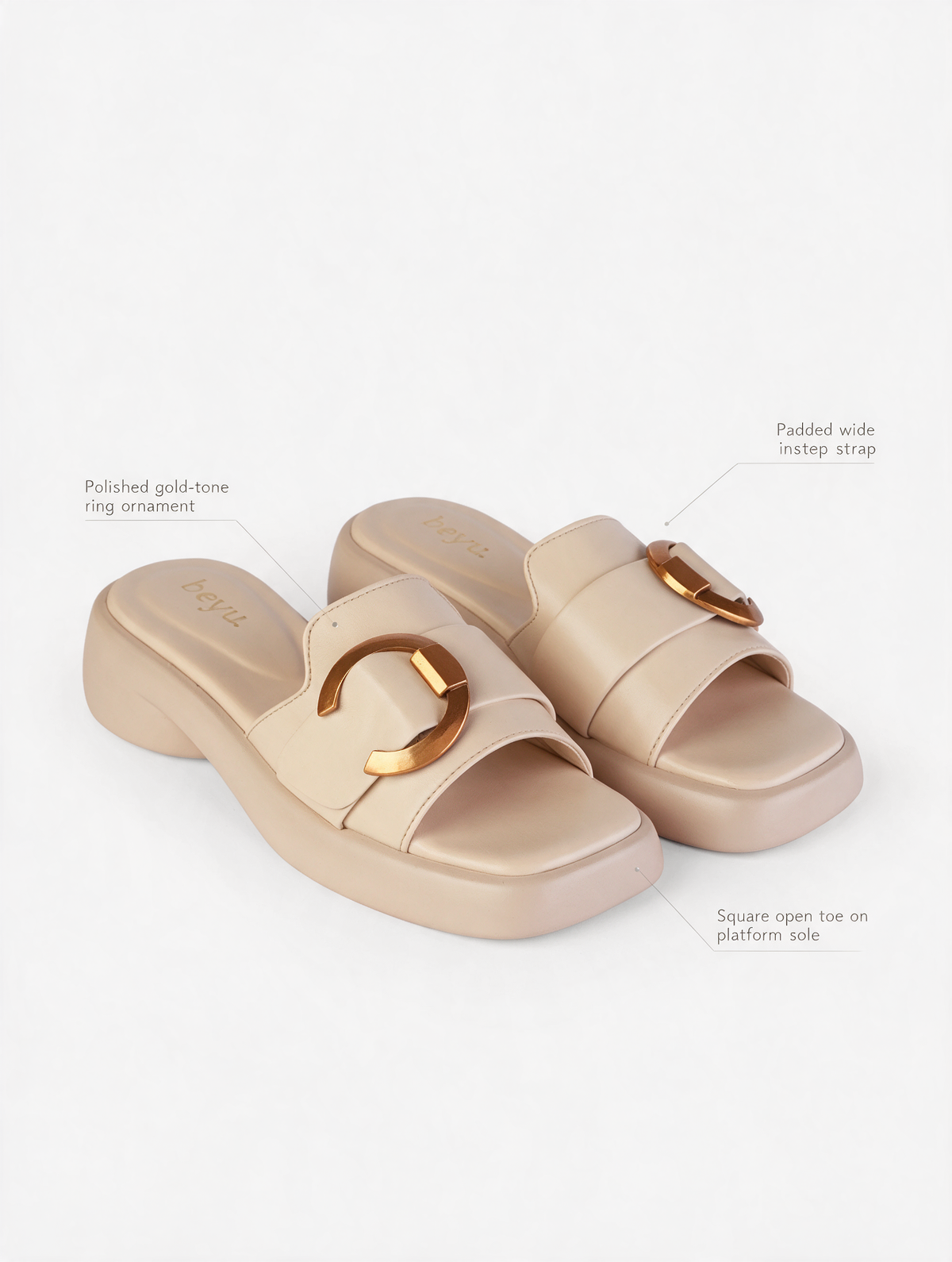 Buckle Strap Slides - Fawn