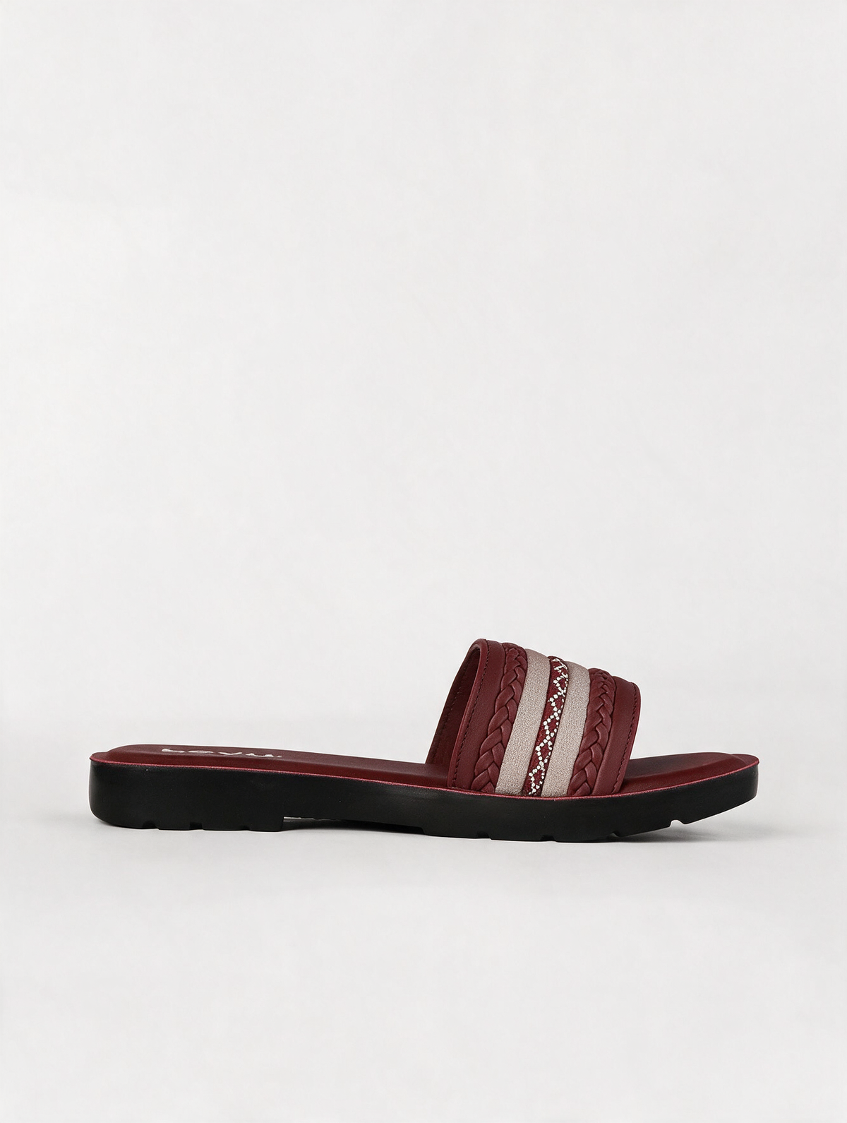 Statement Strap Slides - Maroon