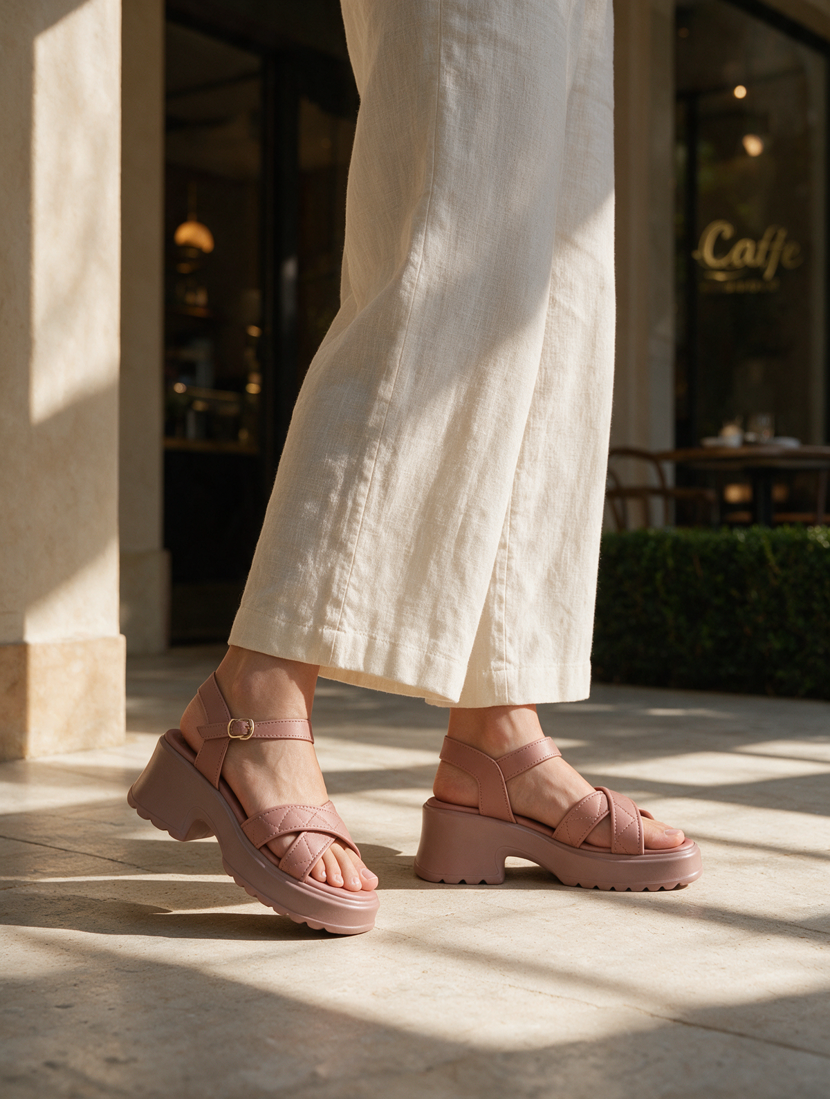 Cross Strap Platform Sandals