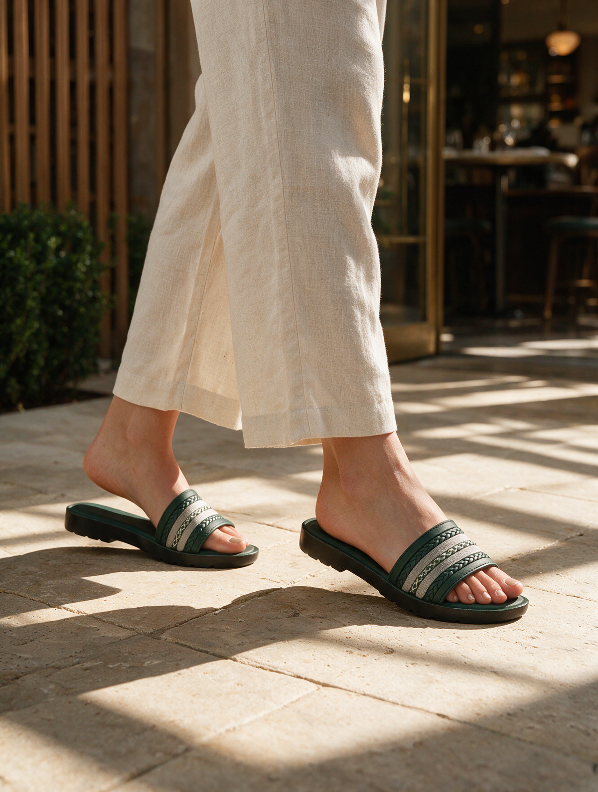 Statement Strap Slides - Green